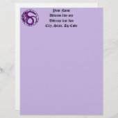 Paarse middeleeuwse dragon Fantasy Tattoo Art Gepersonaliseerd Briefhoofd (Voorkant / Achterkant)