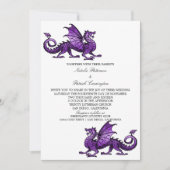 Paarse middeleeuwse drakenbruiloft kaart (Voorkant)