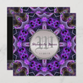 Paarse middeleeuwse gotische bruiloft kaart (Voorkant / Achterkant)