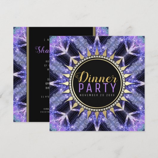 Paarse middeleeuwse Magische Dinner Party nodigt u Kaart (Voorkant / Achterkant)