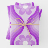 Paarse middeleeuwse moderne Floral regenboogretro Inpakpapier Vel (In situ)