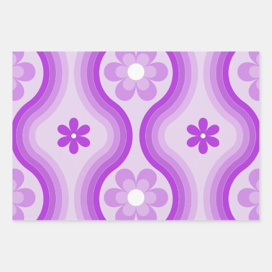 Paarse middeleeuwse moderne Floral regenboogretro Inpakpapier Vel (Voorkant)