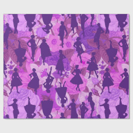 paarse midden van de jaren 1950  silhouet vrouwen cadeaupapier