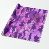 paarse midden van de jaren 1950 silhouet vrouwen cadeaupapier (Uitgerold)