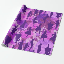 paarse midden van de jaren 1950  silhouet vrouwen cadeaupapier