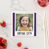 Paarse  mijlpaal Verjaardag Foto Keepsake Servet (Insitu)