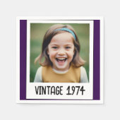 Paarse  mijlpaal Verjaardag Foto Keepsake Servet (Voorkant)