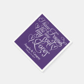 Paarse mijn ziel houdt van hart gepersonaliseerde  servet (Hoek)