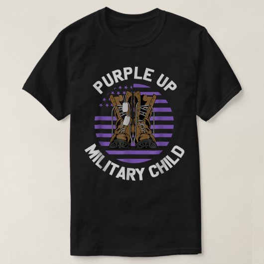 Paarse militaire kinderen bootsen de VS-vlaggenmaa T-shirt (Design voorkant)