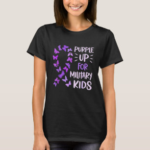 Paarse militaire kindvlinder militaire brokken t-shirt