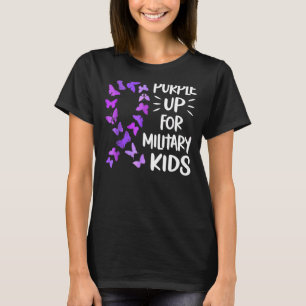 Paarse militaire kindvlinder militaire brokken t-shirt