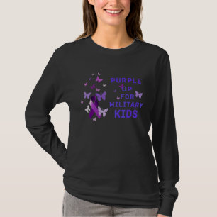 Paarse militaire kindvlinder militaire brokken t-shirt