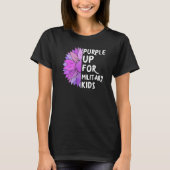 Paarse militaire zonnebloempitten voor kinderen t-shirt (Voorkant)