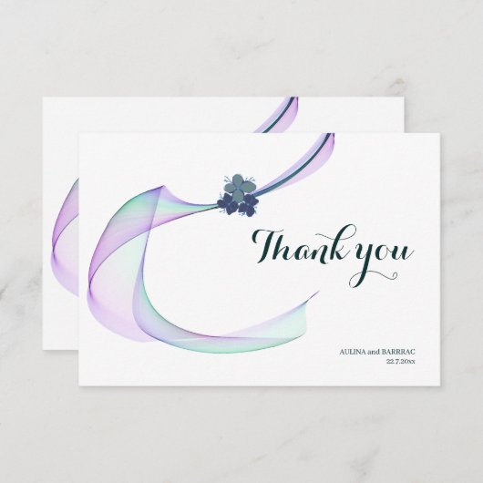 Paarse mini Floral Hartelijk dank (Voorkant / Achterkant)