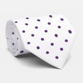 Paarse mini Polka Dot Pattern op White Stropdas (Opgerold)