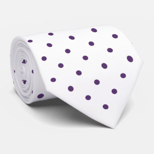 Paarse mini Polka Dot Pattern op White Stropdas
