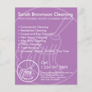 Paarse Minimaal Huis Schoonmaken Huishouden Flyer