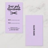 Paarse Minimal Hair Stylist Schaar Afsprakenkaartje (Voorkant / Achterkant)