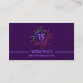 Paarse  Minimal Modern Tattoo Studio Visitekaartje (Voorkant)