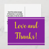 Paarse, Minimale & Elegante "Liefde en Bedankt!" K Briefkaart (Voorkant / Achterkant)