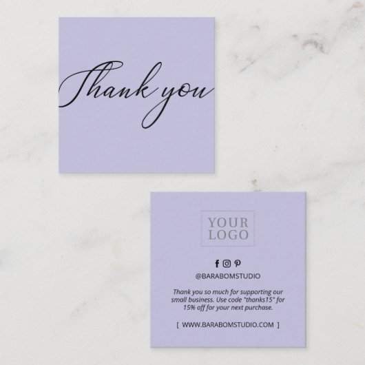 Paarse Minimale Moderne Dank u Visitekaartjes (Voorkant / Achterkant)