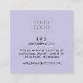 Paarse Minimale Moderne Dank u Visitekaartjes (Achterkant)