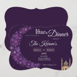 Paarse Minimale Moskee Ramadan Iftar Feest Kaart
