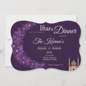 Paarse Minimale Moskee Ramadan Iftar Feest  Kaart (Voorkant)