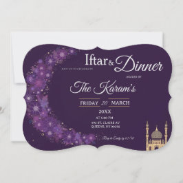 Paarse Minimale Moskee Ramadan Iftar Feest  Kaart