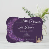Paarse Minimale Moskee Ramadan Iftar Feest  Kaart (Staand voorkant)