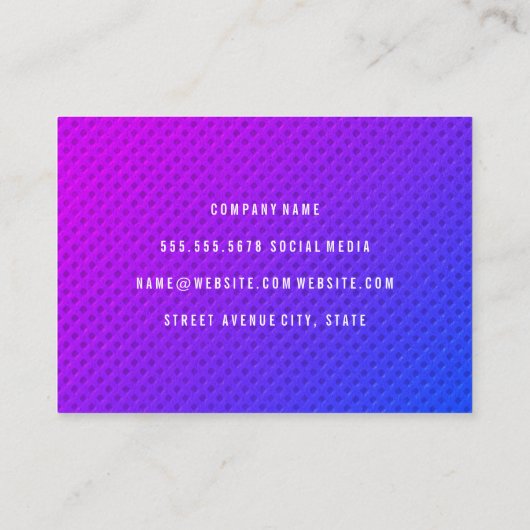 Paarse, minimale overvloeicursieve lettertype visitekaartje (Achterkant)