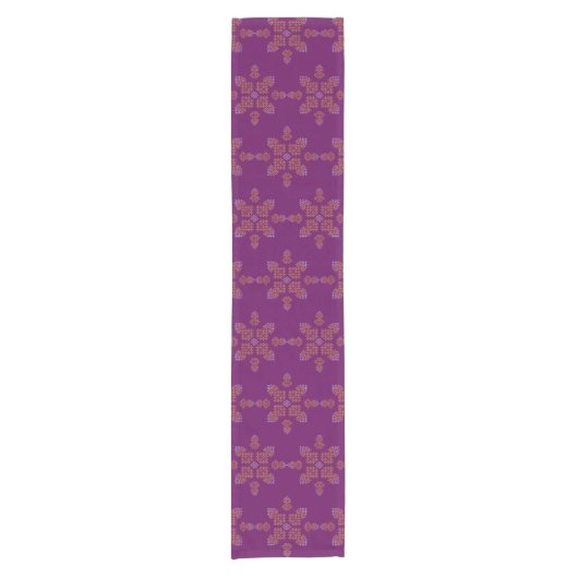 Paarse Minimale Zuid-Indiase Kolam Ontwerp Korte Tafelloper (Voorkant)