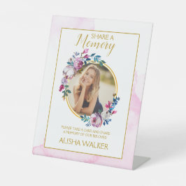 Paarse minimalisme Deel een Geheugen Begrafenisbor Reclamebord Met Voetstuk