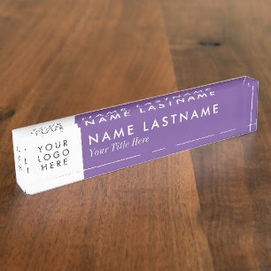 Paarse minimalistische aangepaste Logo Naambordje