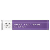 Paarse minimalistische aangepaste Logo Naambordje (Voorkant)