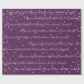 Paarse minimalistische aangepaste tekstsneeuwval cadeaupapier (Vlak)