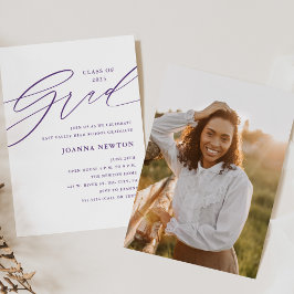 Paarse Minimalistische Afstudeerfeest Uitnodiging