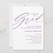 Paarse minimalistische afstudeerpartijuitnodiging kaart (Voorkant)