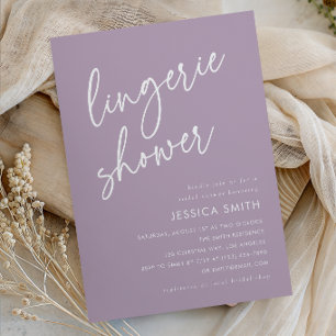 Paarse Minimalistische Boho Script Ondergoed Bruid Kaart