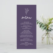 Paarse Minimalistische Botanische Terracotta Bruil Menu (Staand voorkant)