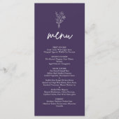 Paarse Minimalistische Botanische Terracotta Bruil Menu (Voorkant)