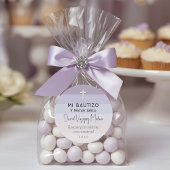 Paarse minimalistische doop en eerste verjaardag ronde sticker