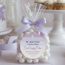 Paarse minimalistische doop en eerste verjaardag