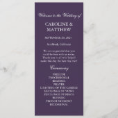 Paarse minimalistische eenvoudige moderne elegante programmakaart (Voorkant)