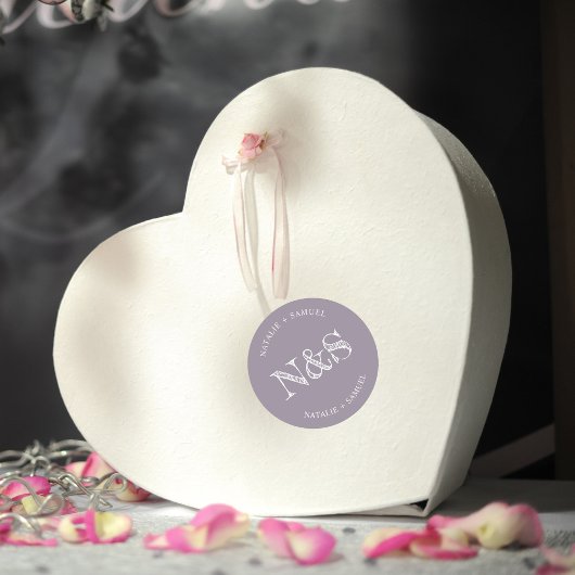 Paarse minimalistische & elegante gewaagde Initial Ronde Sticker