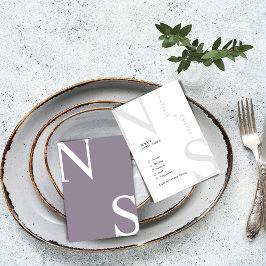 Paarse minimalistische & elegante gewaagde Initial RSVP Kaartje