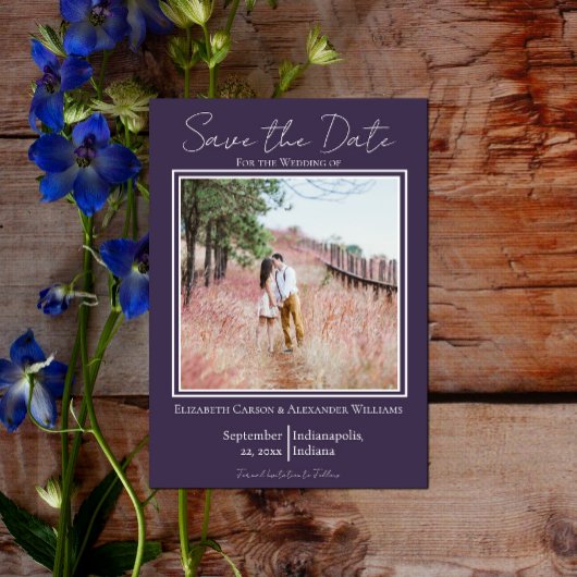 Paarse Minimalistische Foto Save The Date