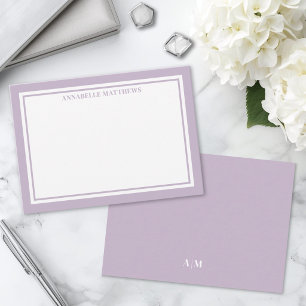 Paarse Minimalistische Naam Monogram Notitiekaartje