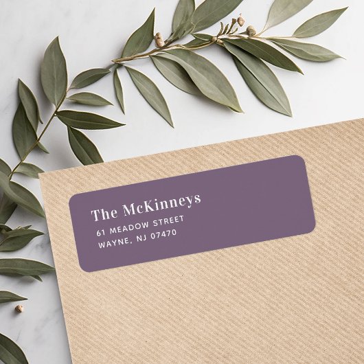 Paarse minimalistische retouradres etiket