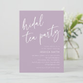 Paarse Minimalistische Script Bruidsfeest Thee Fee Kaart (Staand voorkant)